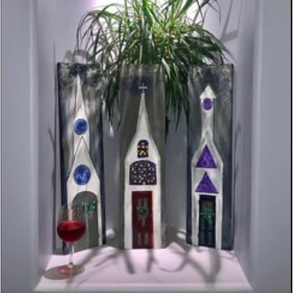 3 piece set . Country Church Mantle /Shelf Leaners
